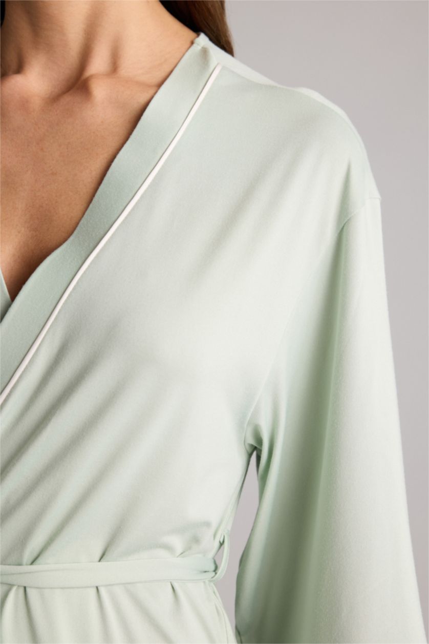 Kadın Mint Regular Fıt Wrap Yaka Softshell Sabahlık