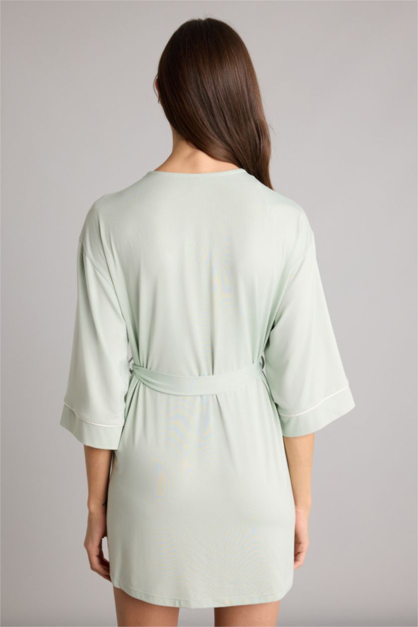 Kadın Mint Regular Fıt Wrap Yaka Softshell Sabahlık