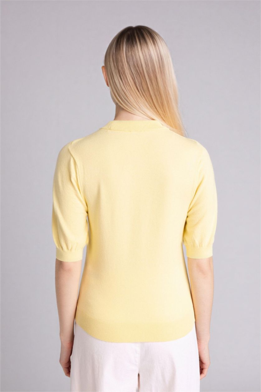 WOMAN Light Yellow Regular Fit V-Neck Cardigan
