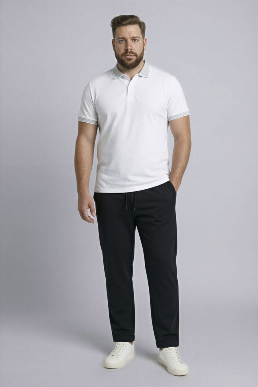 رجالي أسود بنطلون سويت بانتس مقاس كبير وخصر مطاطي