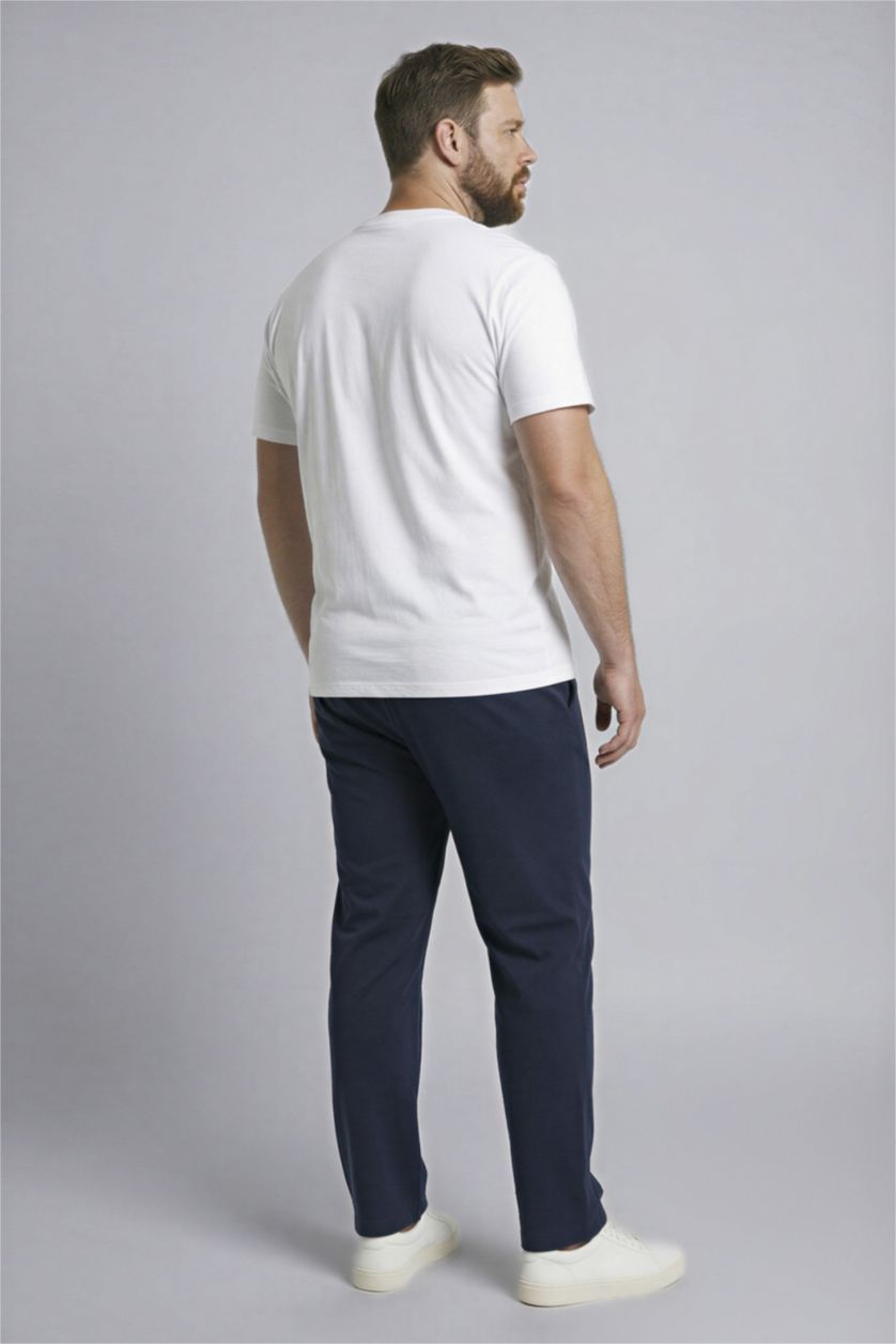 رجالي كحلي بنطلون سويت بانتس مقاس كبير وخصر مطاطي