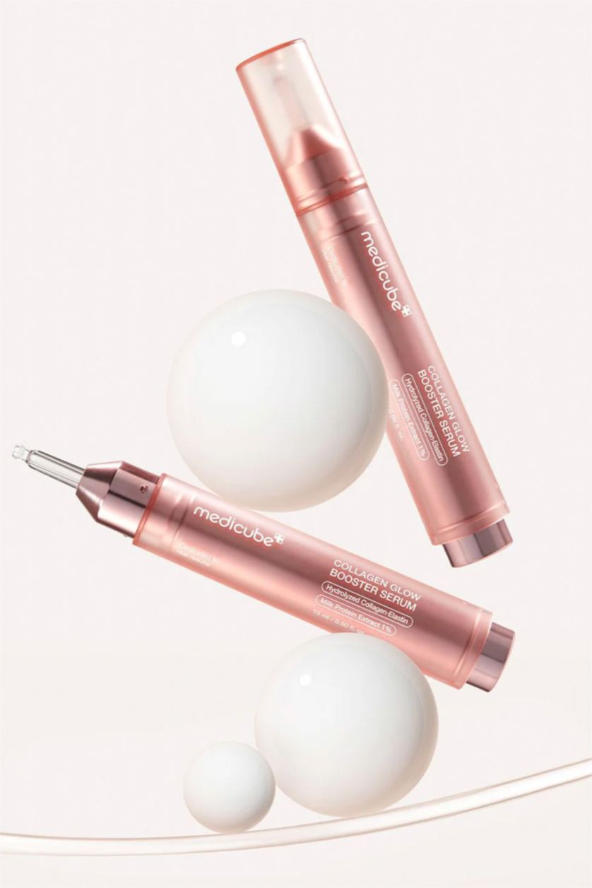 Kadın Pembe Medicube COLLAGEN GLOW BOOSTER Parlatıcı ve Elastikiyet Kaybı Karşıtı PDRN & %1 Süt Proteinli Serum 15ml