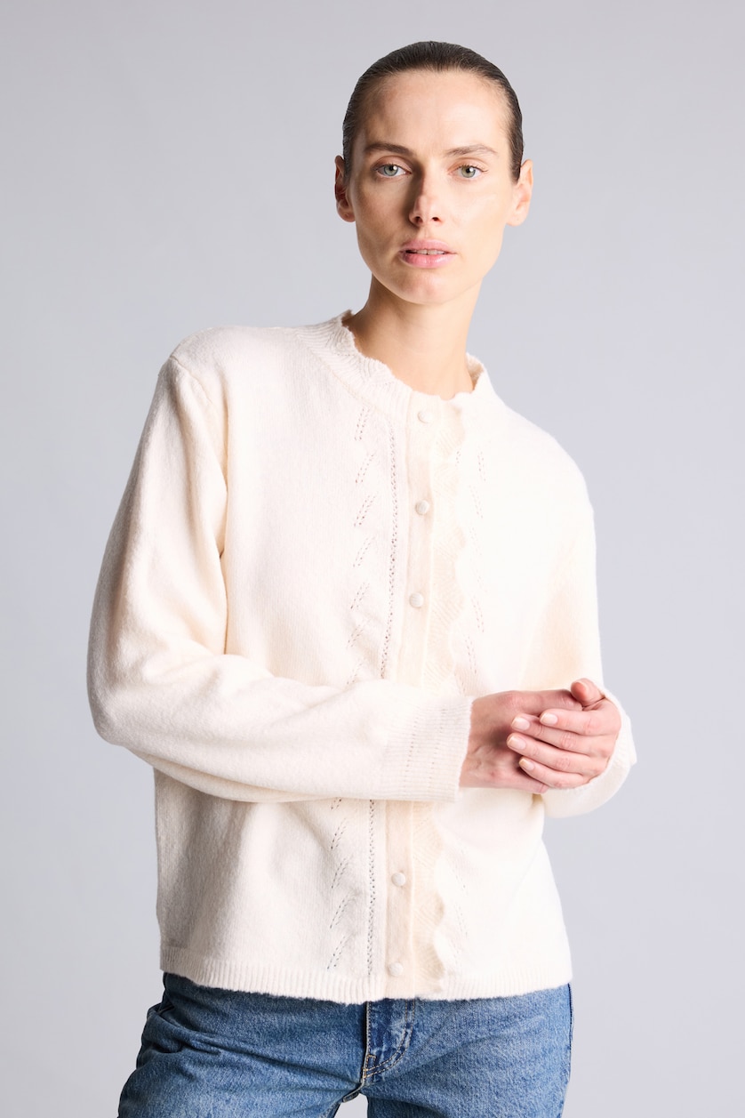 نساء بيج فاتح Regular Fit Knitted Cardigan