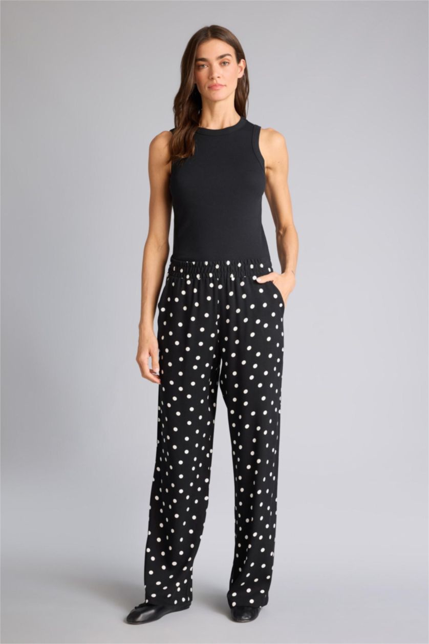 Женщины Черный Базовая однотонная майка кашкорсе Slim Fit в рубчик с круглым вырезом