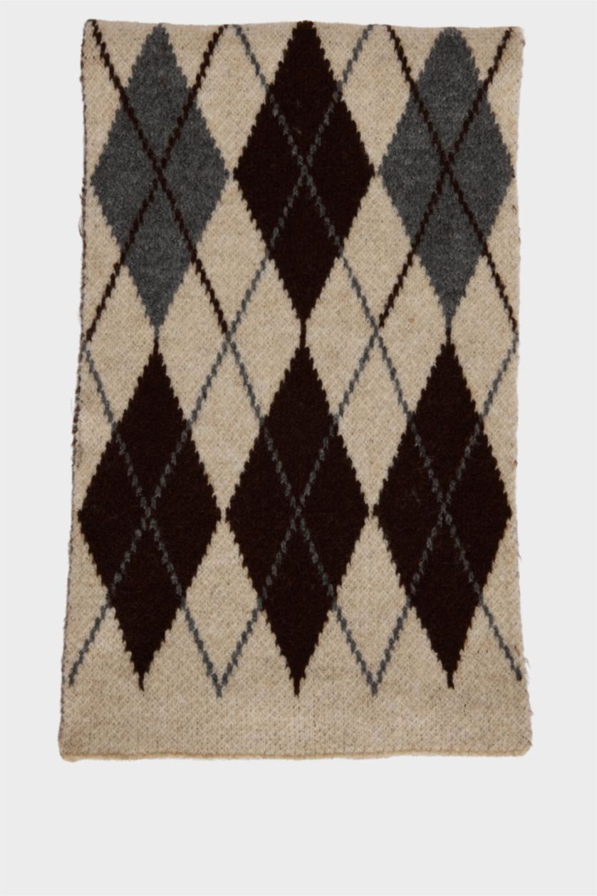 Kadın Bej Kadın Baklava Desenli Atkı