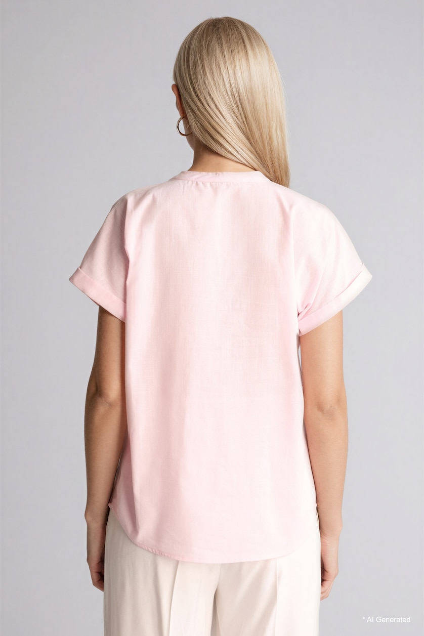 Women Light Pink Regular Fit Short Sleeve Shirt