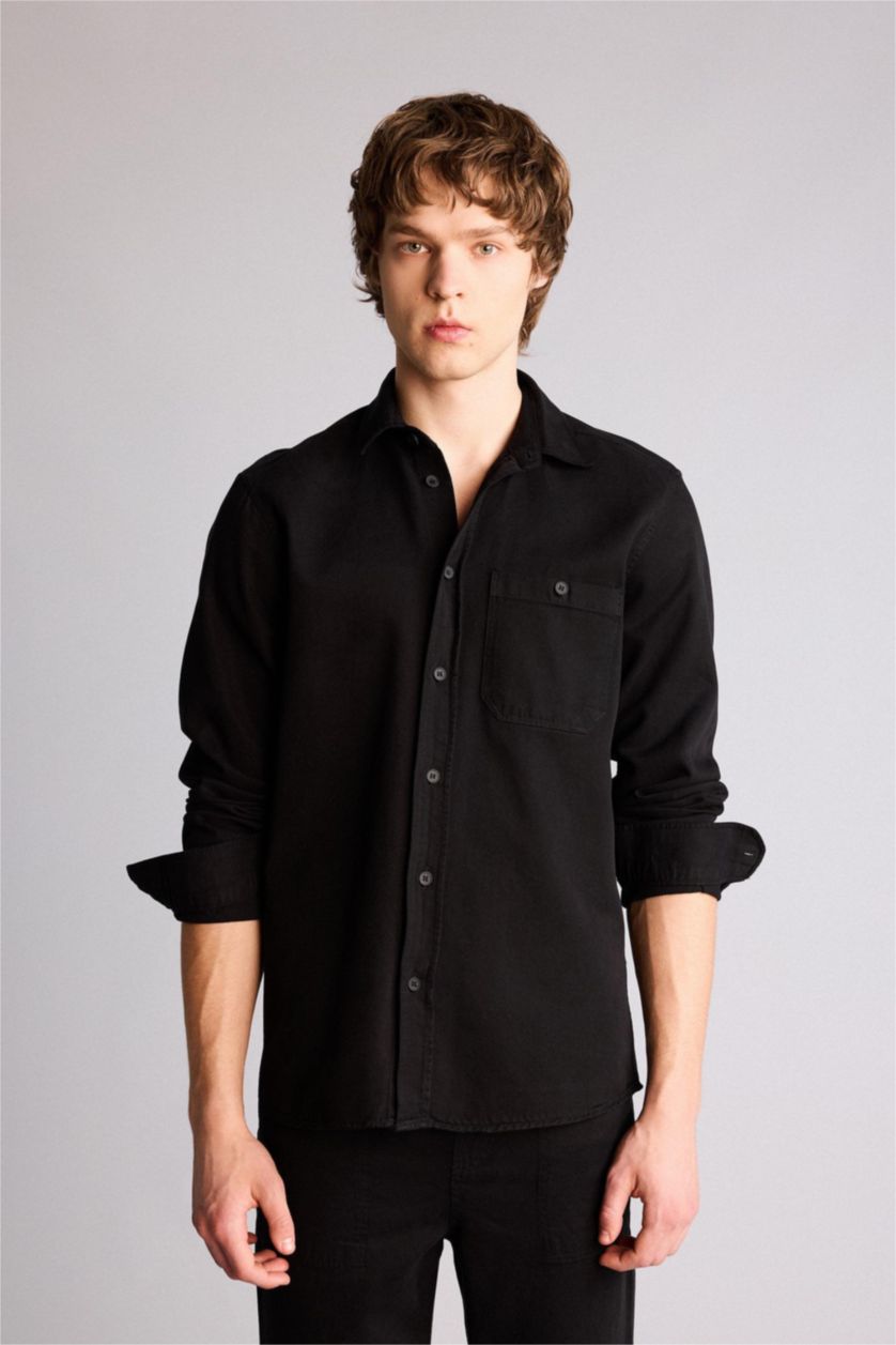 Erkek Siyah Premium Twill Gömlek