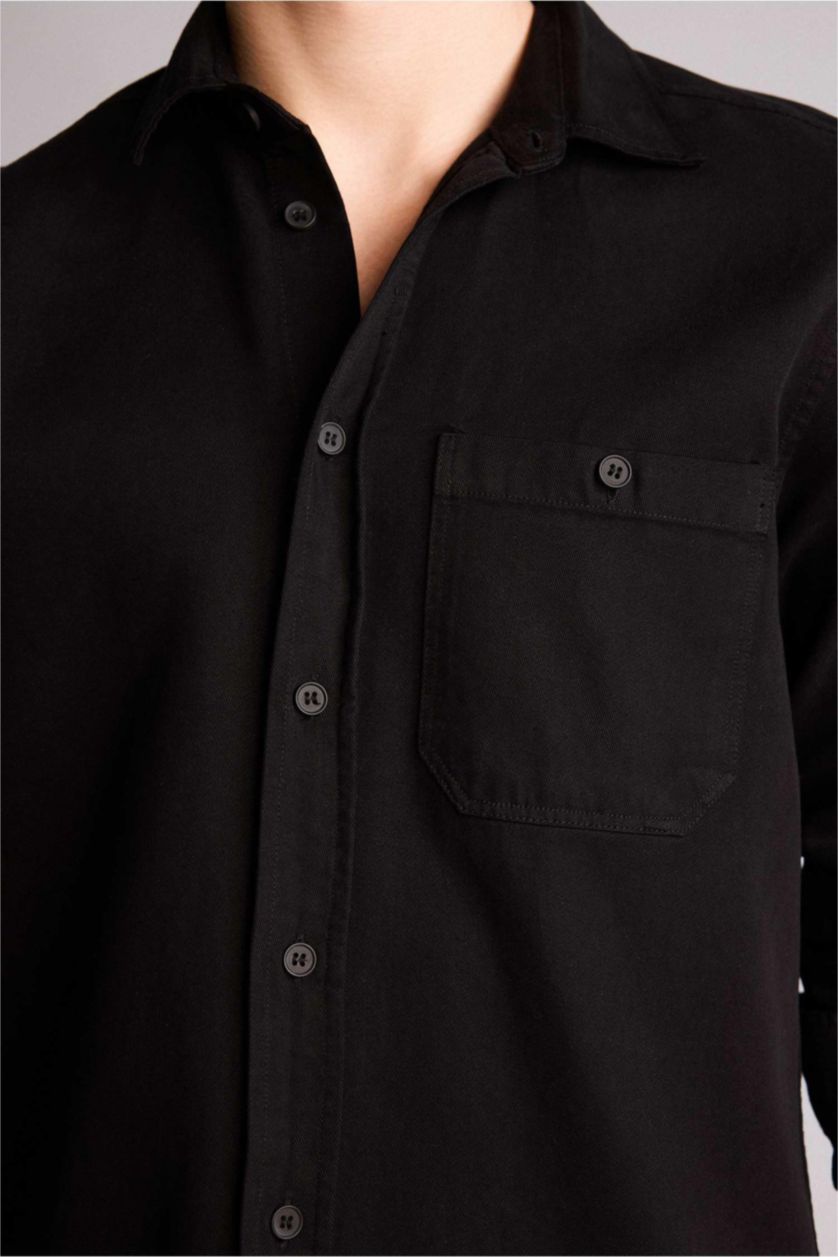 Erkek Siyah Premium Twill Gömlek