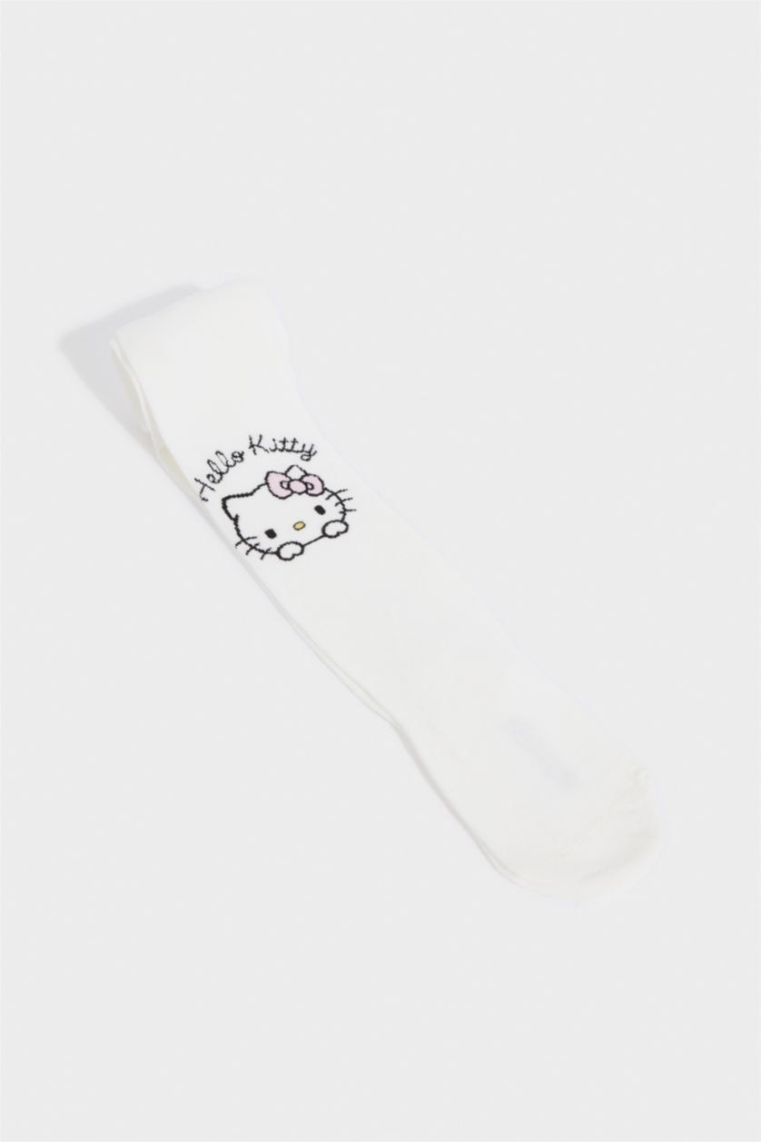 Kız Çocuk - Genç Kız Beyaz Hello Kıtty Pamuklu Külotlu Çorap Kız Çocuk