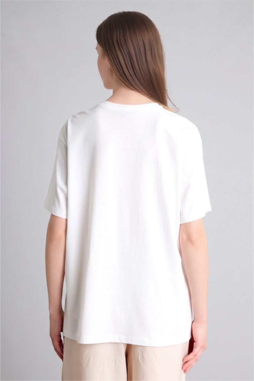 WOMAN Ecru Regular Fit Crew Neck Short Sleeve T-Shirt