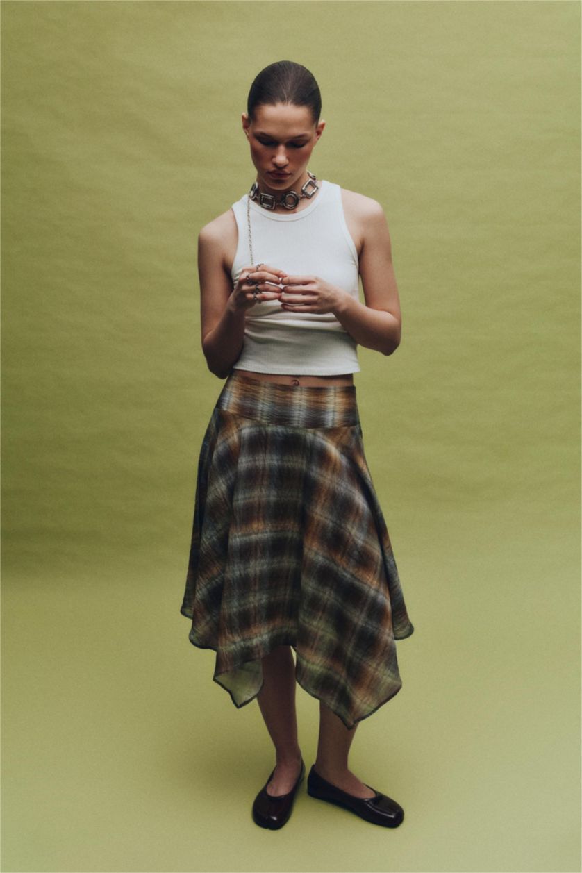 Женщины Хаки Юбка со средней талией с принтом из модала для женщин