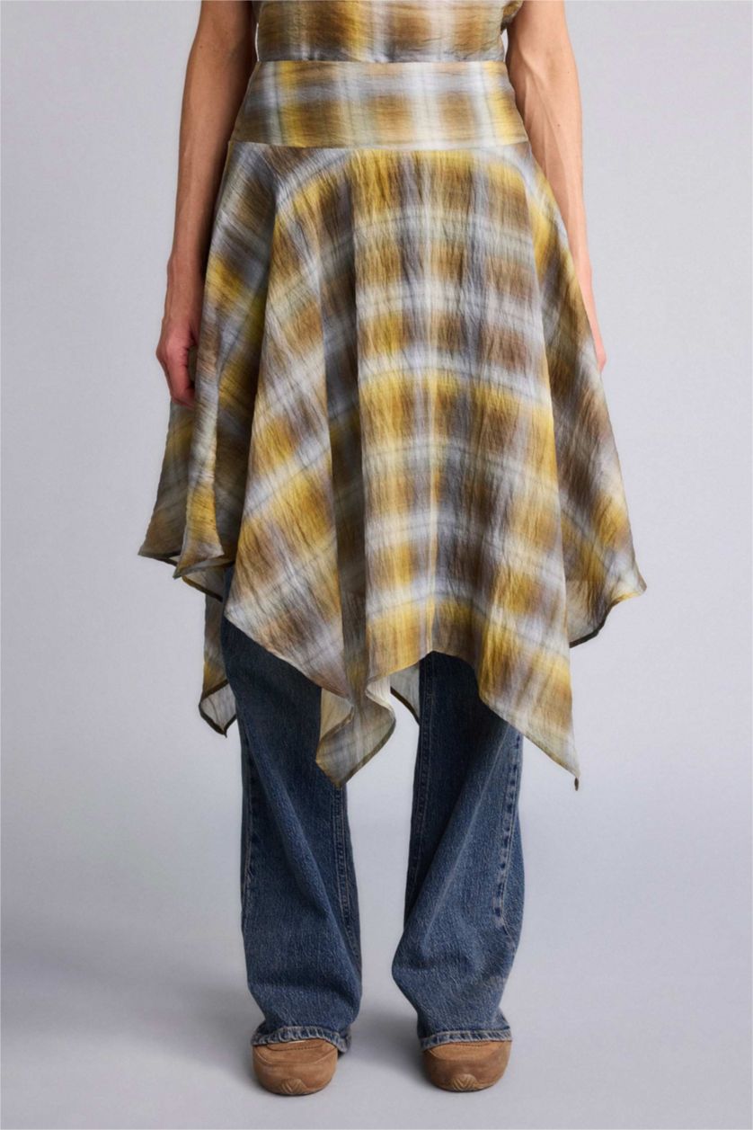 Woman Khaki Printed modal Normal Waist Mini Skirt