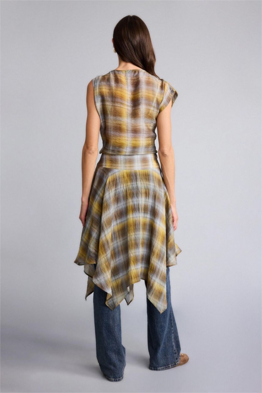 Woman Khaki Printed modal Normal Waist Mini Skirt