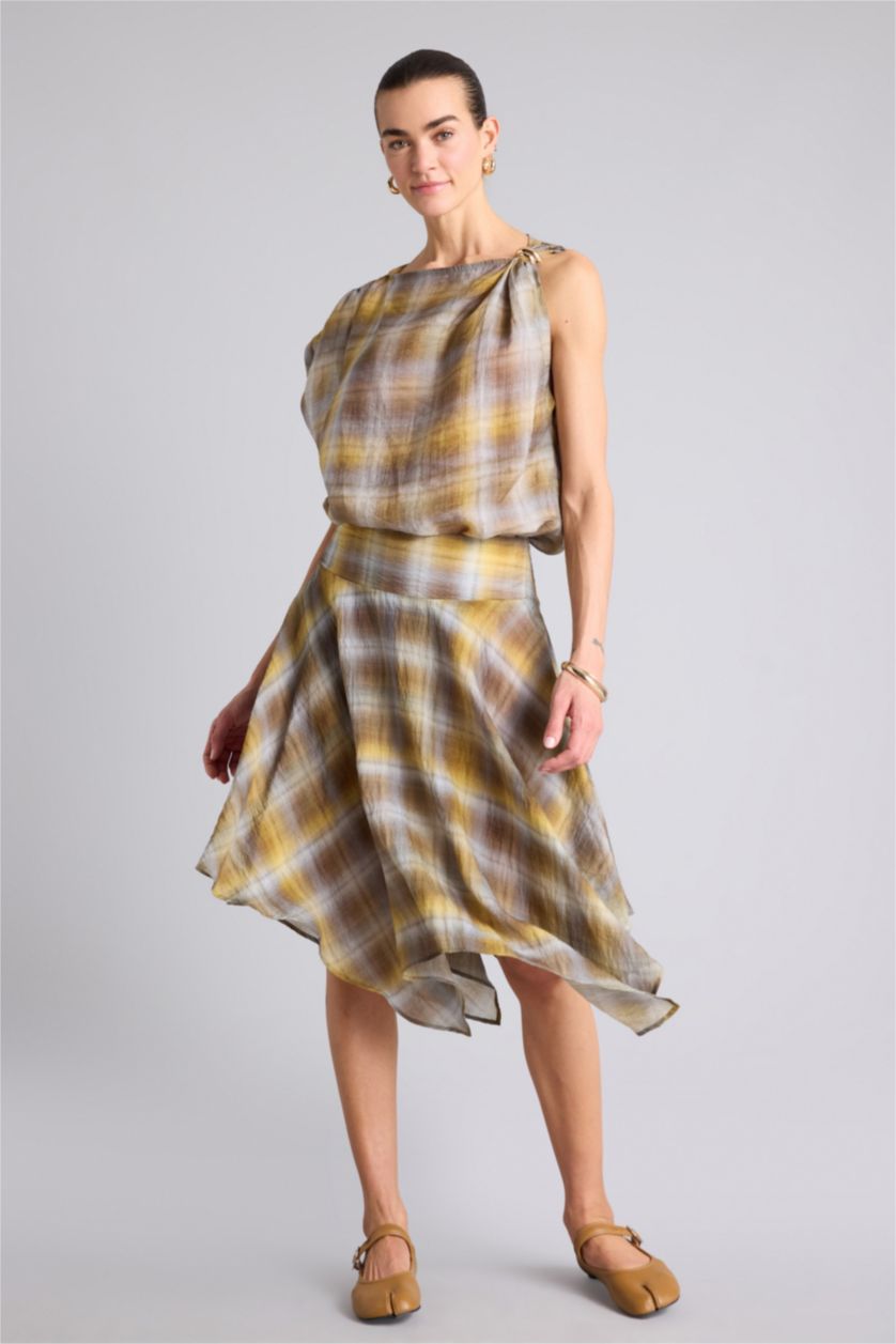 Женщины Хаки Юбка со средней талией с принтом из модала для женщин