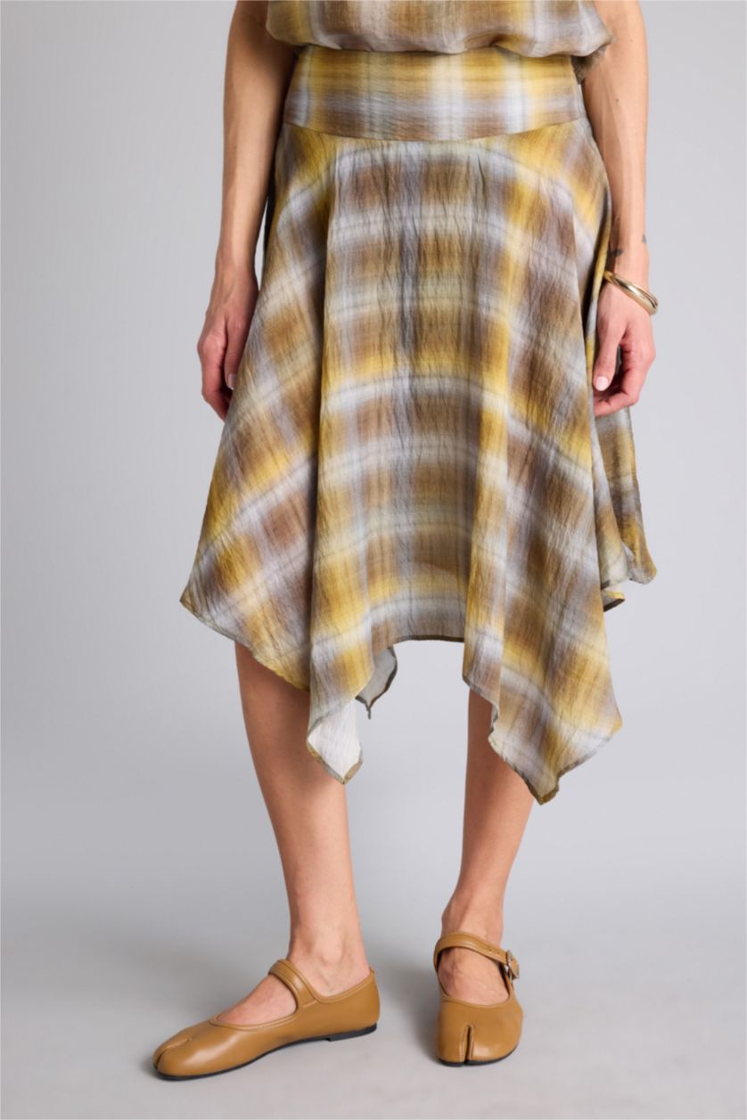 Женщины Хаки Юбка со средней талией с принтом из модала для женщин