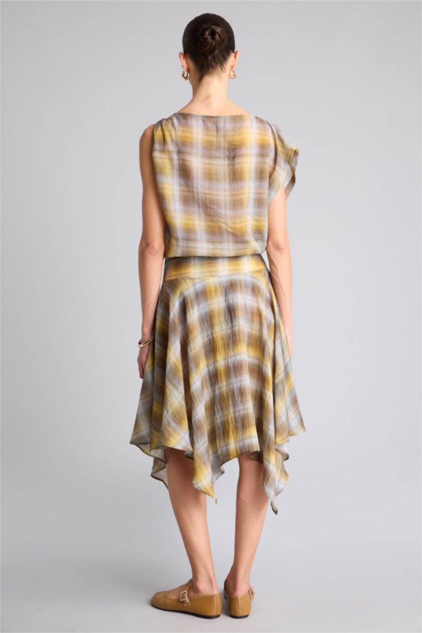 Женщины Хаки Юбка со средней талией с принтом из модала для женщин