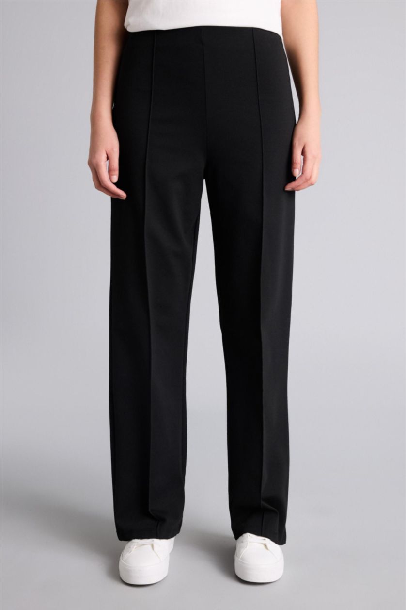 نساء أسود بنطرون وايد ليج برجل واسع