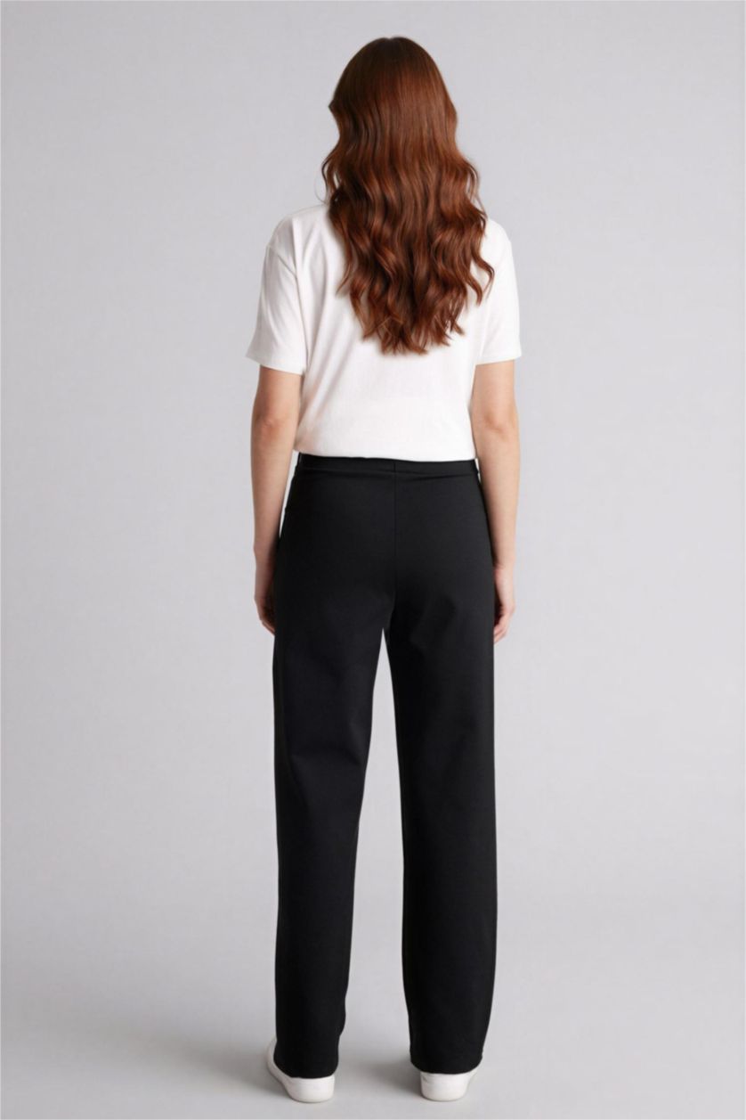 نساء أسود بنطرون وايد ليج برجل واسع