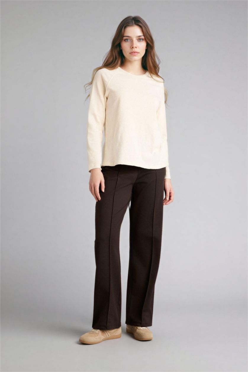Woman Brown Wide Leg Trousers