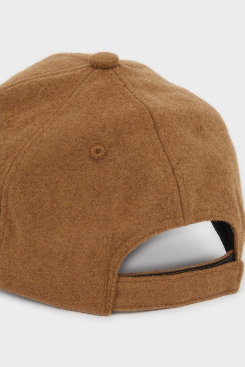 Erkek Camel Melange Erkek Basıc Düz Kaşe Cap Şapka