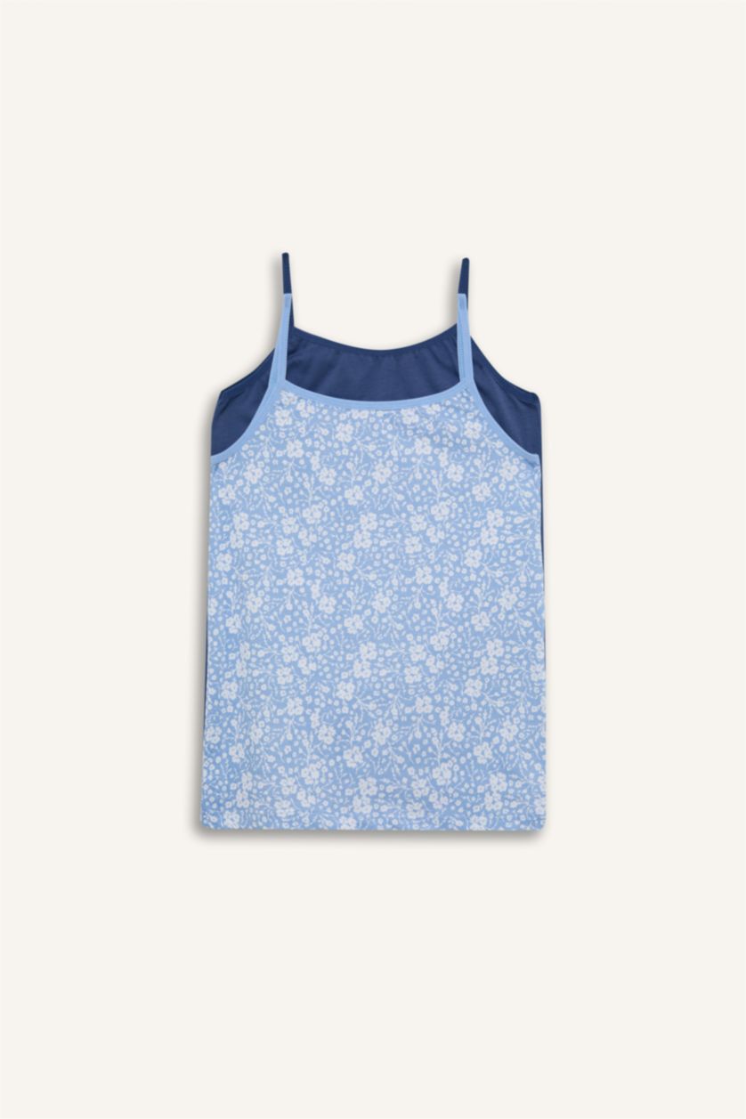 Kız Çocuk - Genç Kız Mavi Kalp desenli 2'Li Atlet Kız Çocuk