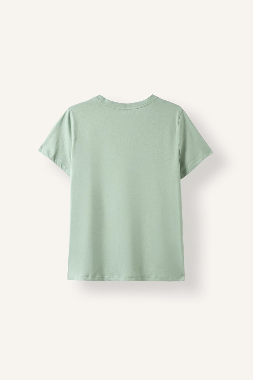 WOMAN Light Khaki 100% Cotton Regular Fit Printed Jersey T-Shirt