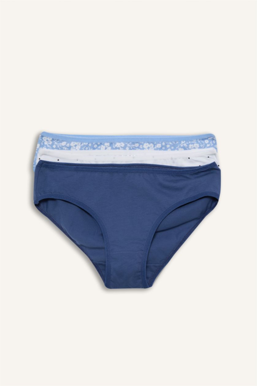 Girls & Teens Blue كلوت مضلع سليب بطبعة قلب - 3 قطع