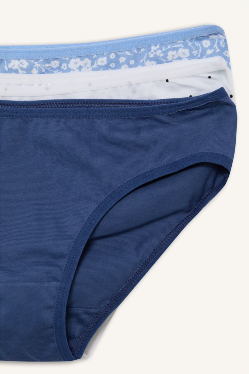 Girls & Teens Blue كلوت مضلع سليب بطبعة قلب - 3 قطع