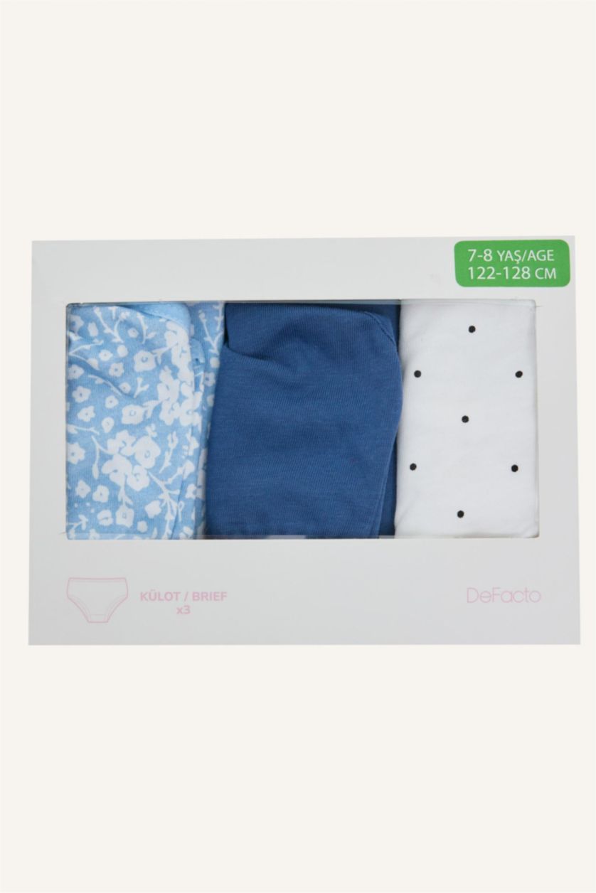 Girls & Teens Blue كلوت مضلع سليب بطبعة قلب - 3 قطع