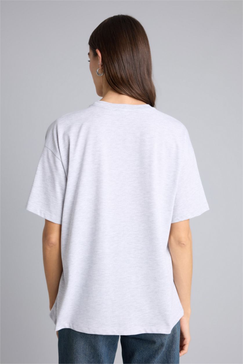 Woman Grey Melange Woman Short Sleeve T-Shirt