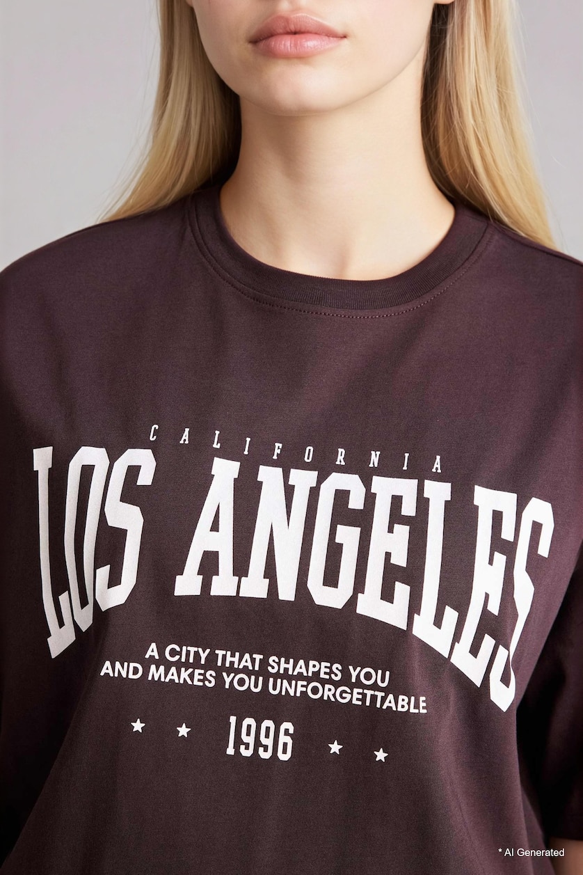 Women Brown Oversize Fit Short Sleeve T-Shirt