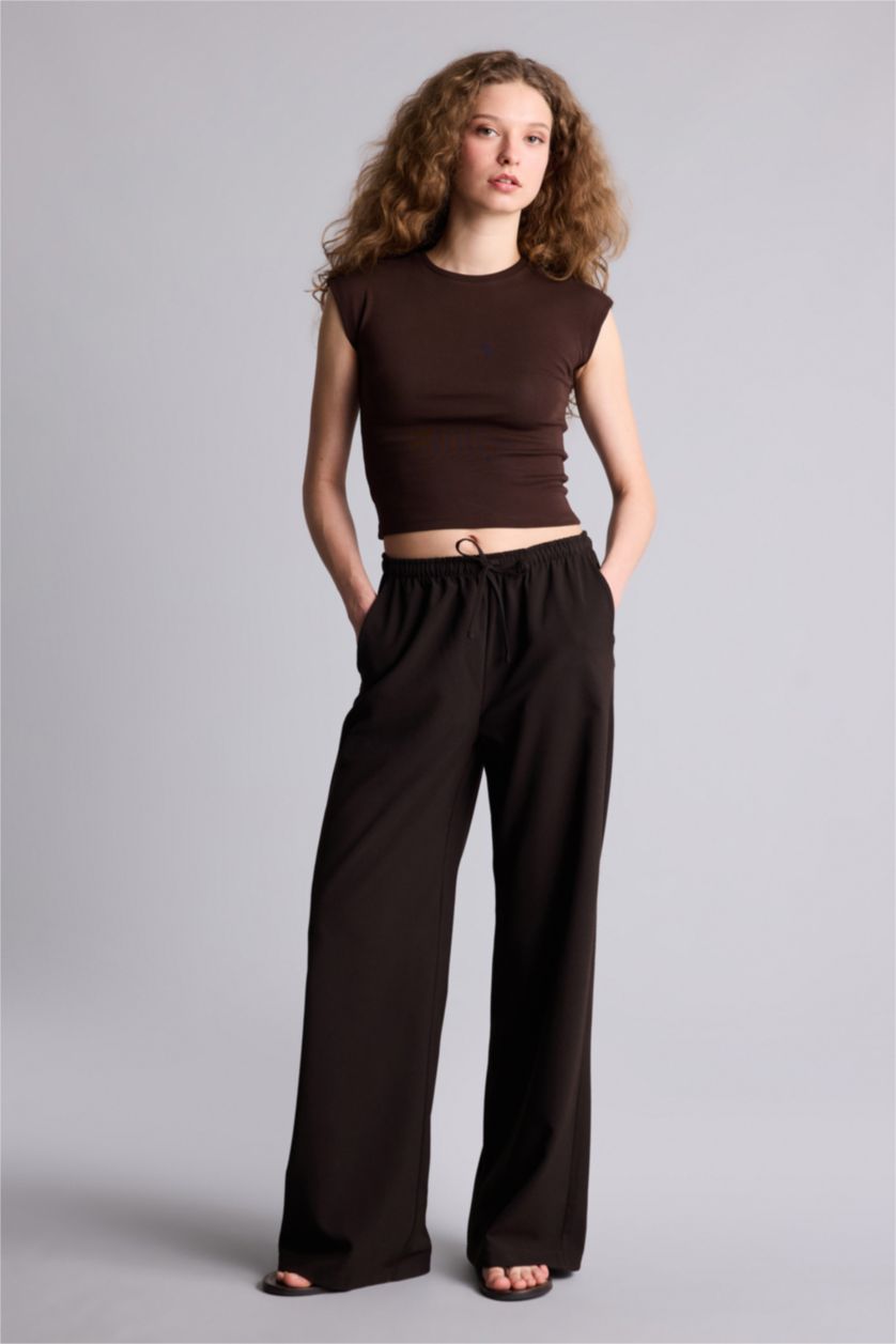 Әйелдерге Қоңыр кең аяқ Шалбар