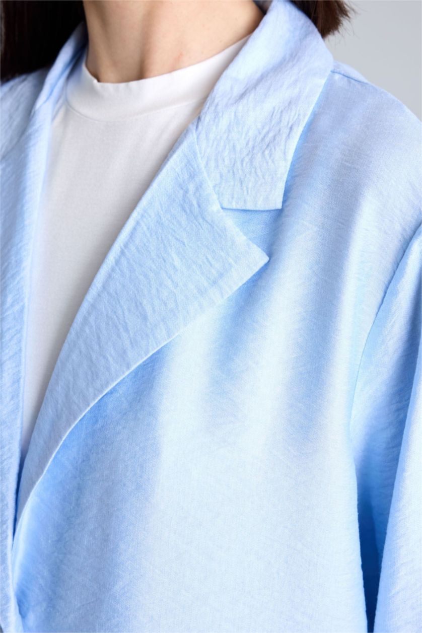 WOMAN Light Blue Regular Fit Light Blue Jacket