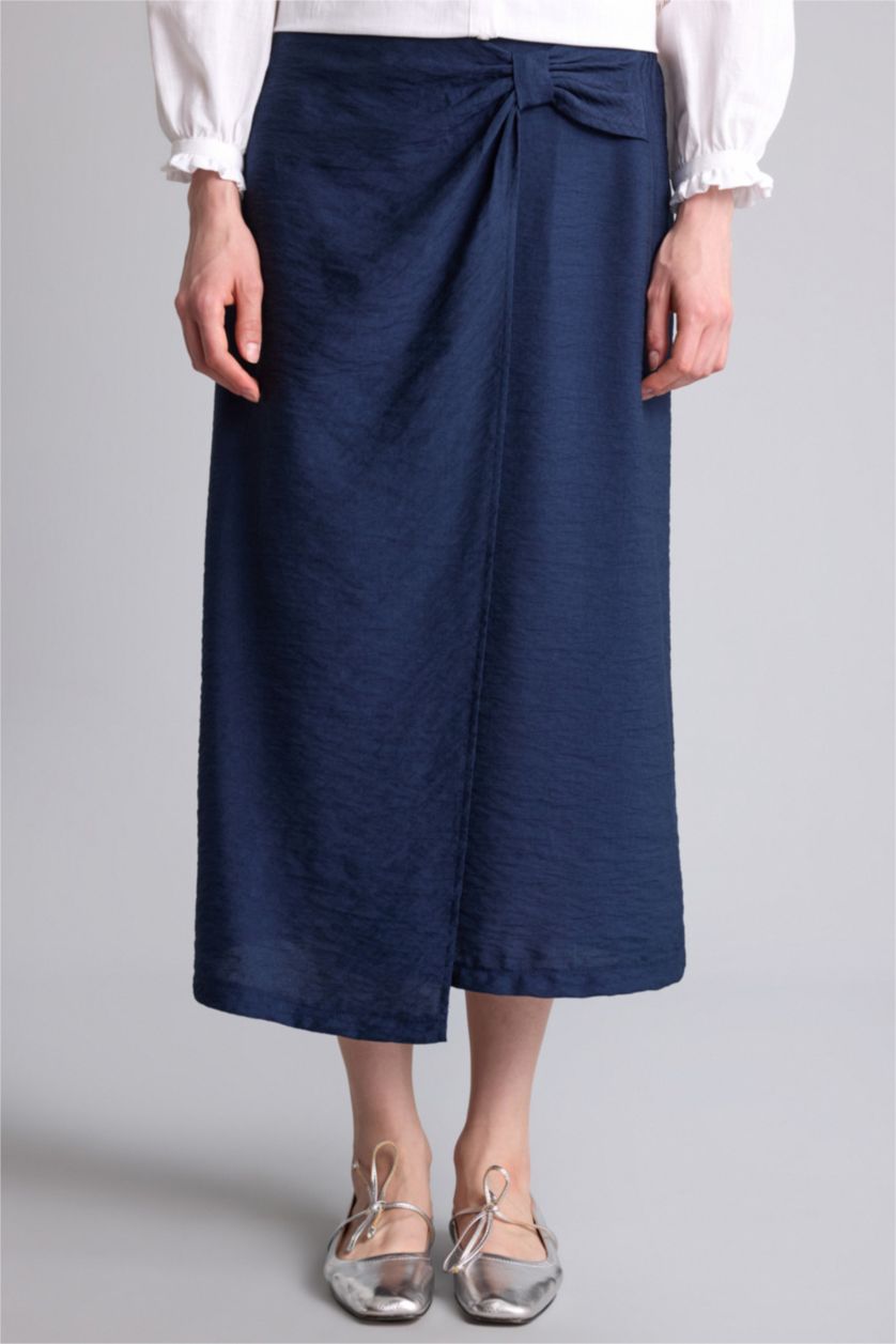 Kadın Lacivert Regular Fıt Uzun Etek