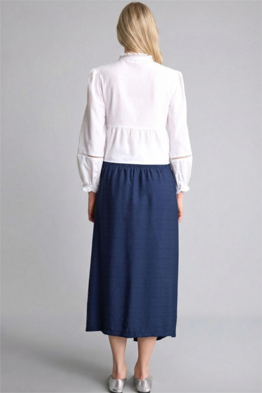 Kadın Lacivert Regular Fıt Uzun Etek