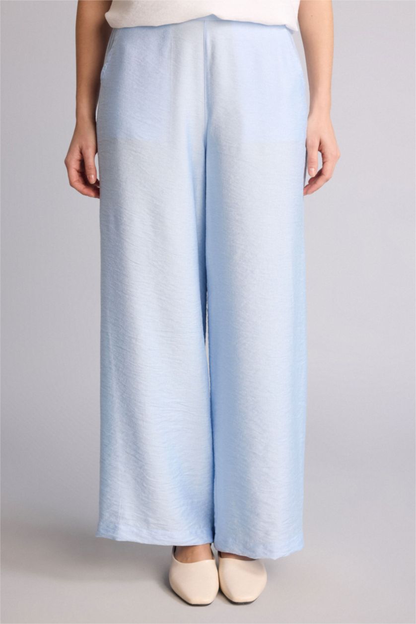 Woman Light Blue Regular Fit Trousers