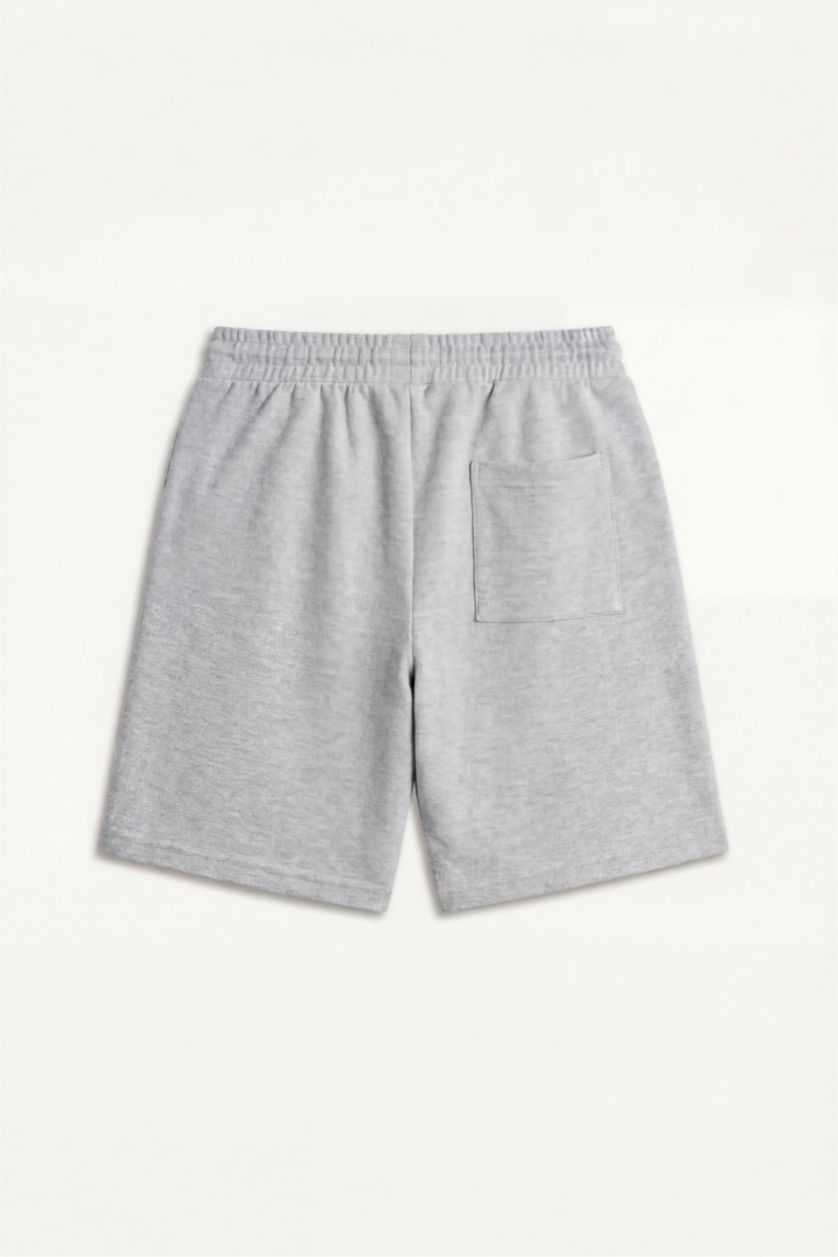 Men Grey Melange Regular Fit Pockets Shorts