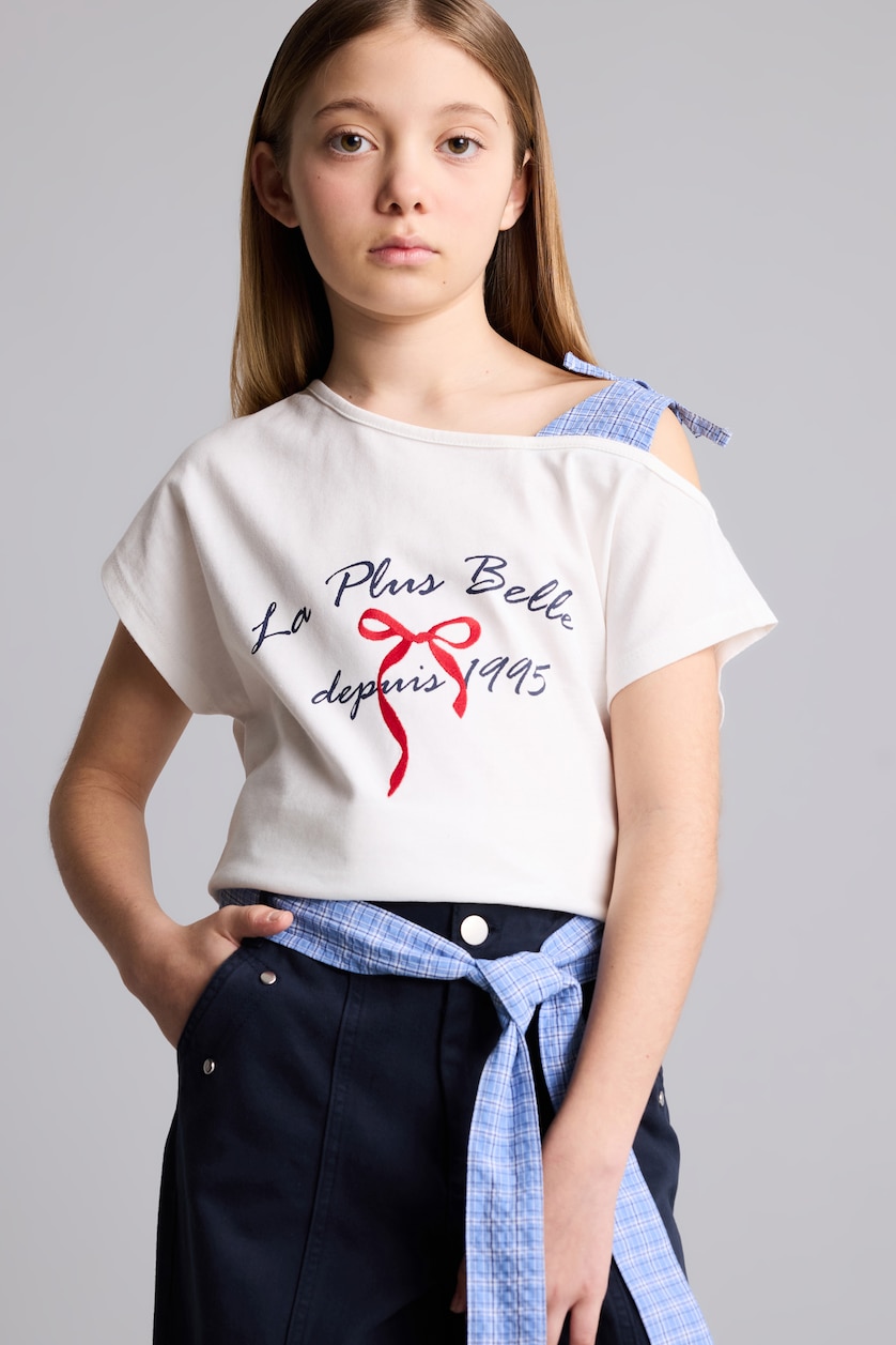 Young Girls - Teen Girls Ecru Regular Fit Slogan Short Sleeve T-Shirt
