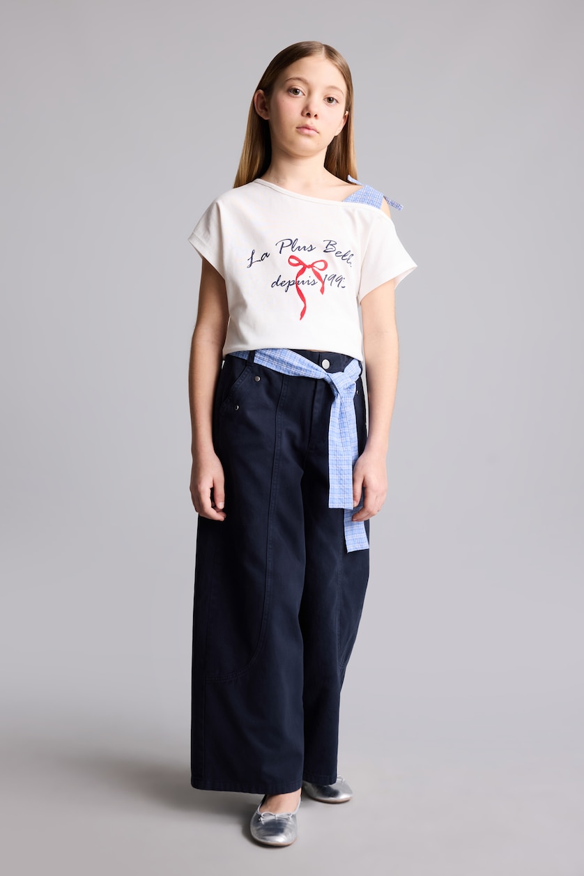 Young Girls - Teen Girls Ecru Regular Fit Slogan Short Sleeve T-Shirt