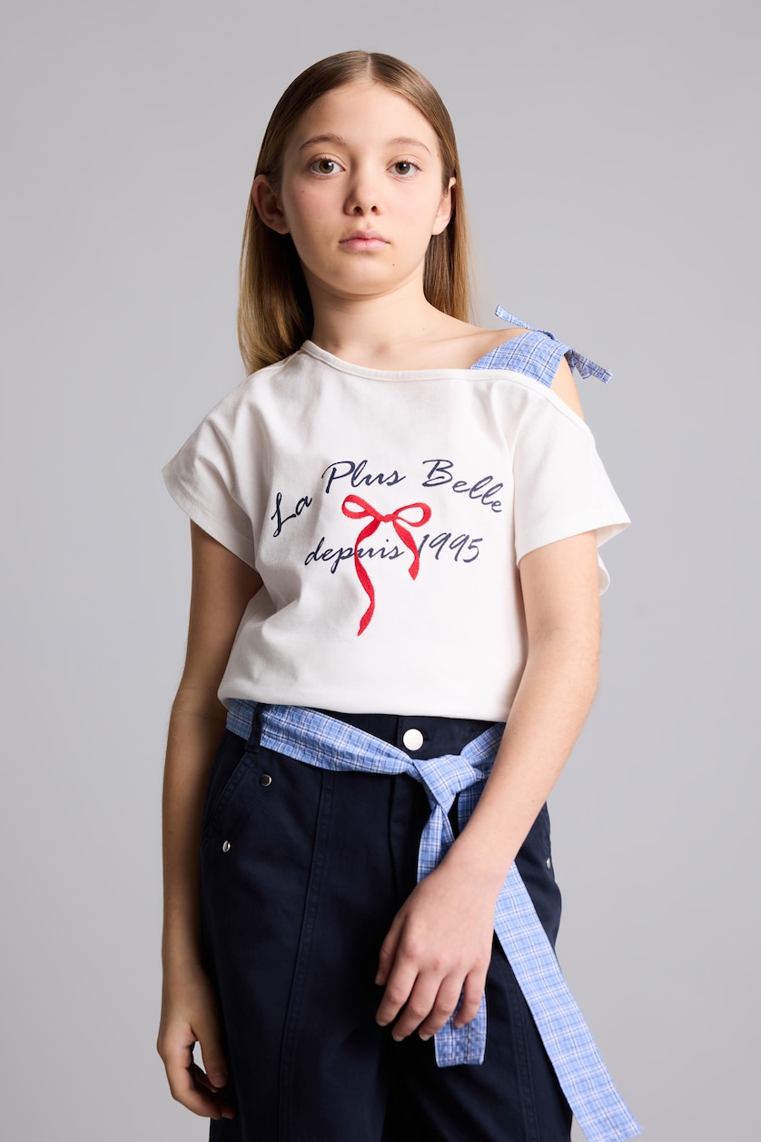 Young Girls - Teen Girls Ecru Regular Fit Slogan Short Sleeve T-Shirt