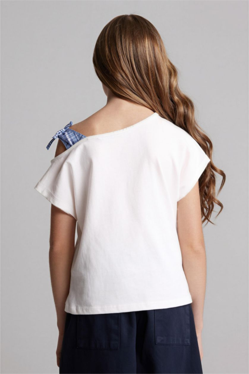 Young Girls - Teen Girls Ecru Regular Fit Slogan Short Sleeve T-Shirt
