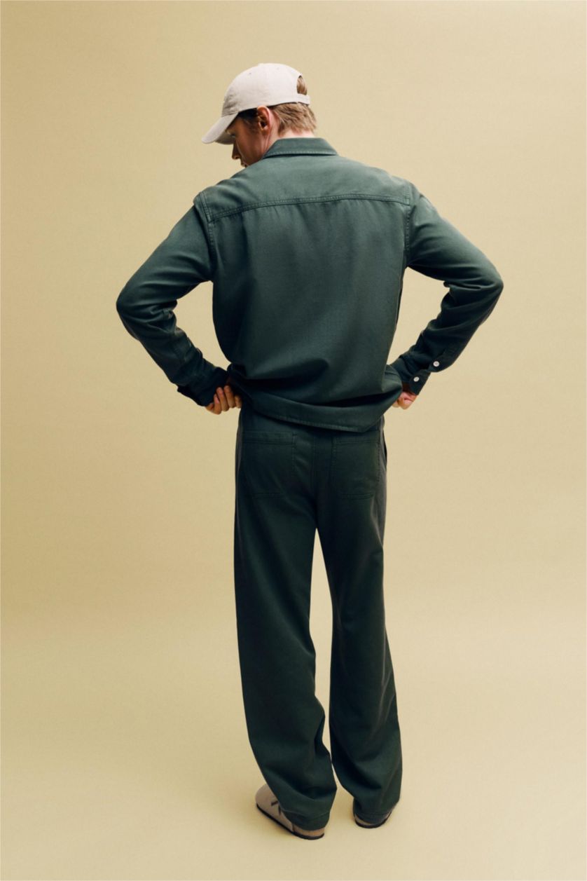 رجالي أخضر غامق بنطلون قصة مريحة