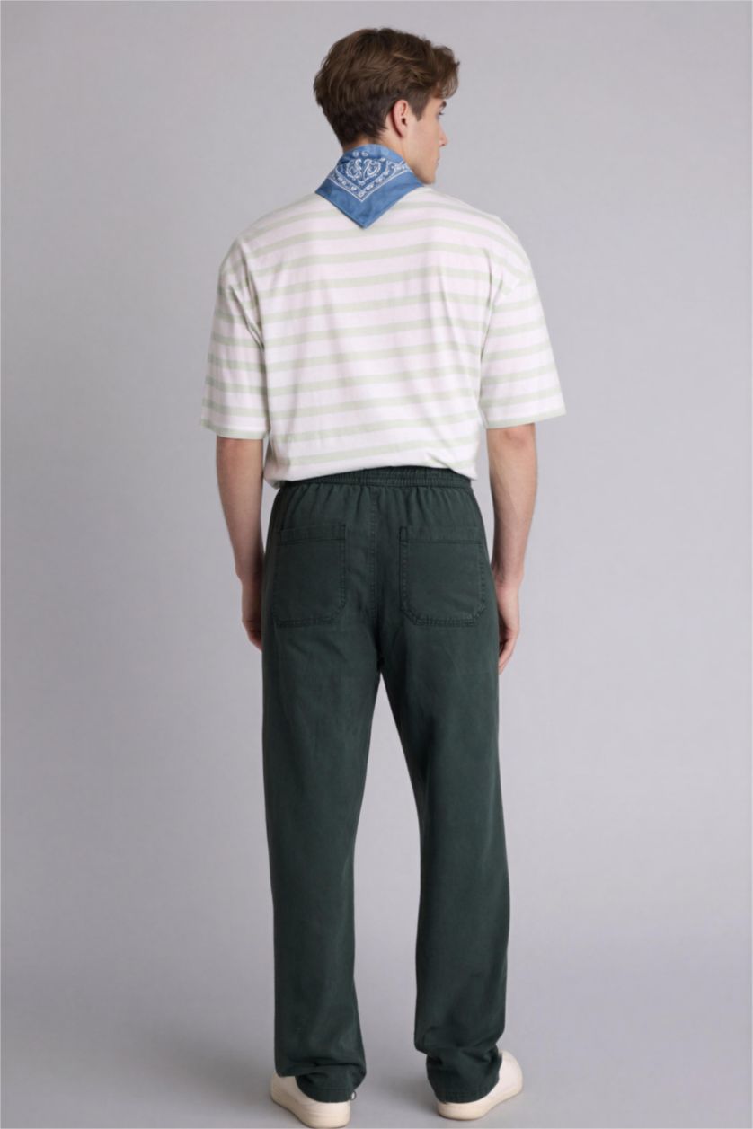 رجالي أخضر غامق بنطلون قصة مريحة