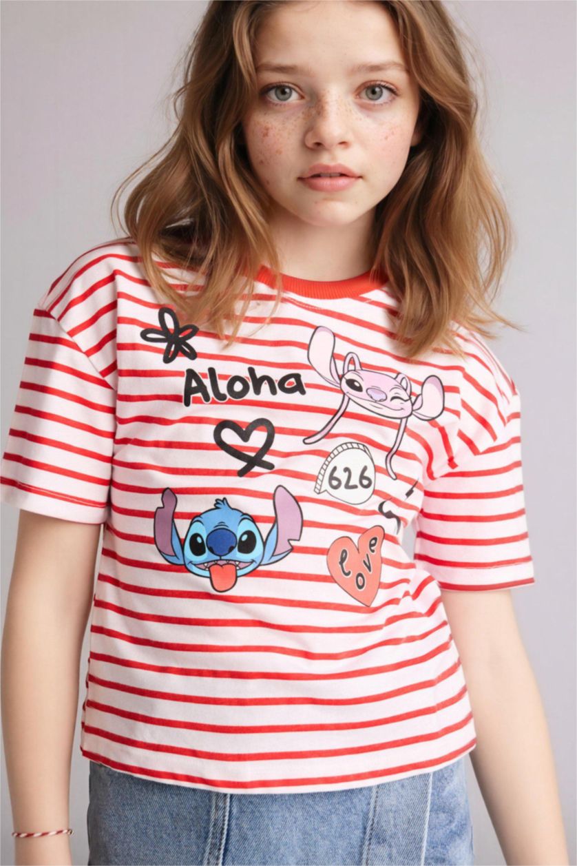 Kız Çocuk - Genç Kız Kırmızı Dısney Lılo & Stıtch Tişört Kız Çocuk