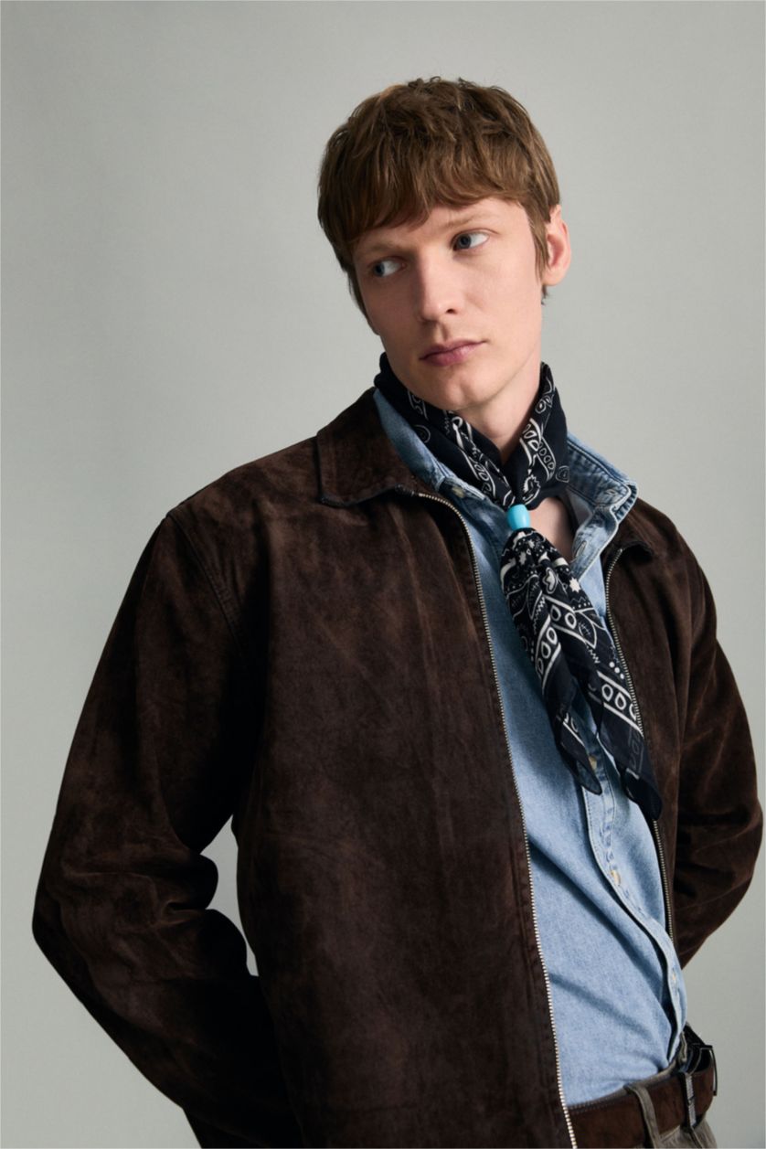 رجالي بني جاكيت قطن قصة عادية