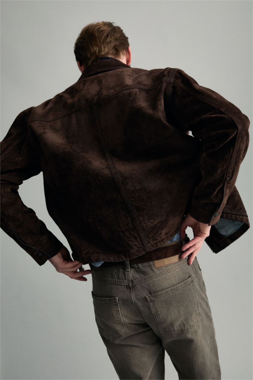 رجالي بني جاكيت قطن قصة عادية