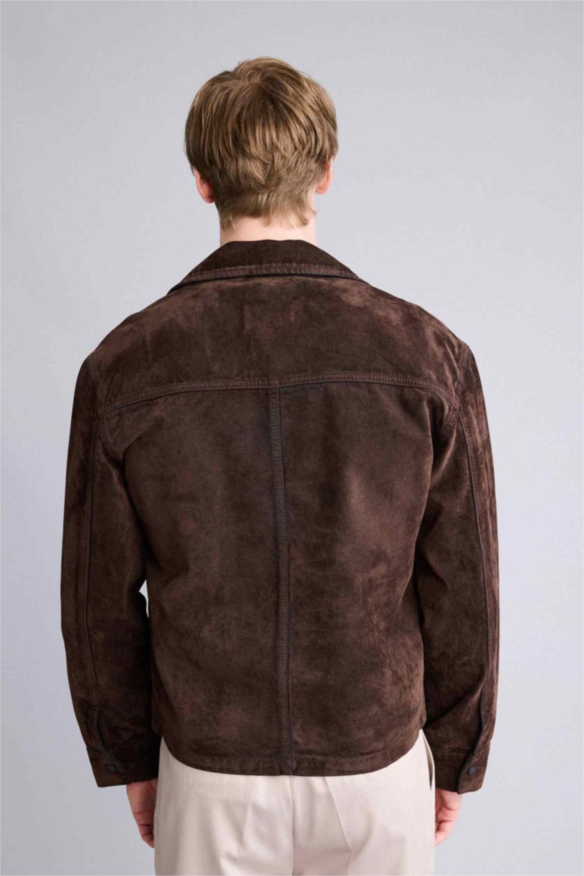 Erkek Kahve Regular Fıt Pamuklu Ceket