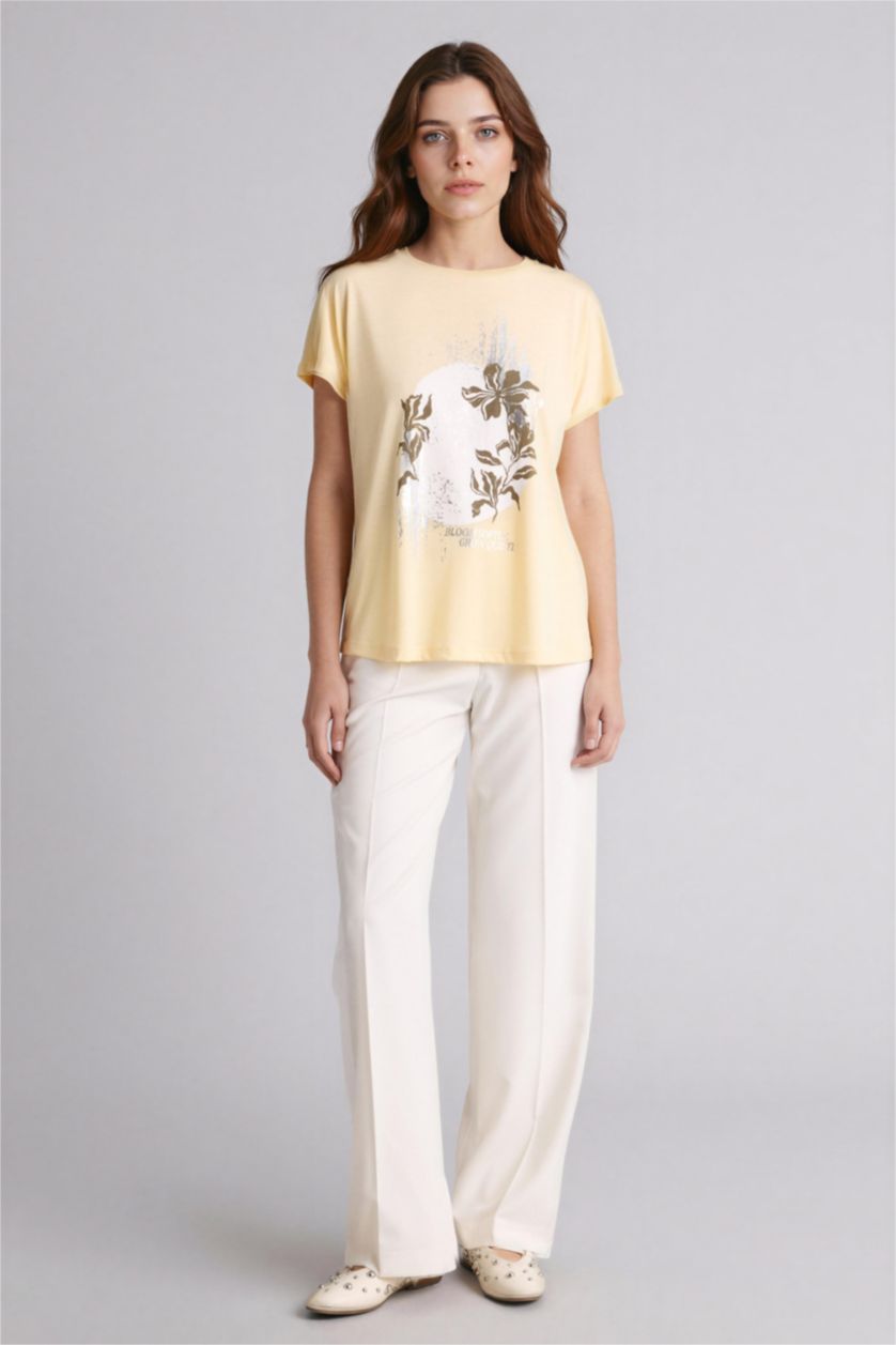 Woman Beige Woman Short Sleeve T-Shirt