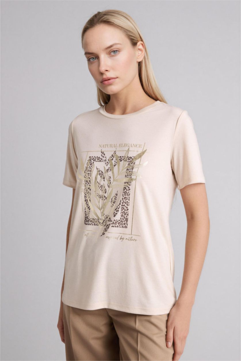 Woman Stone Printed Short Sleeve T-Shirt