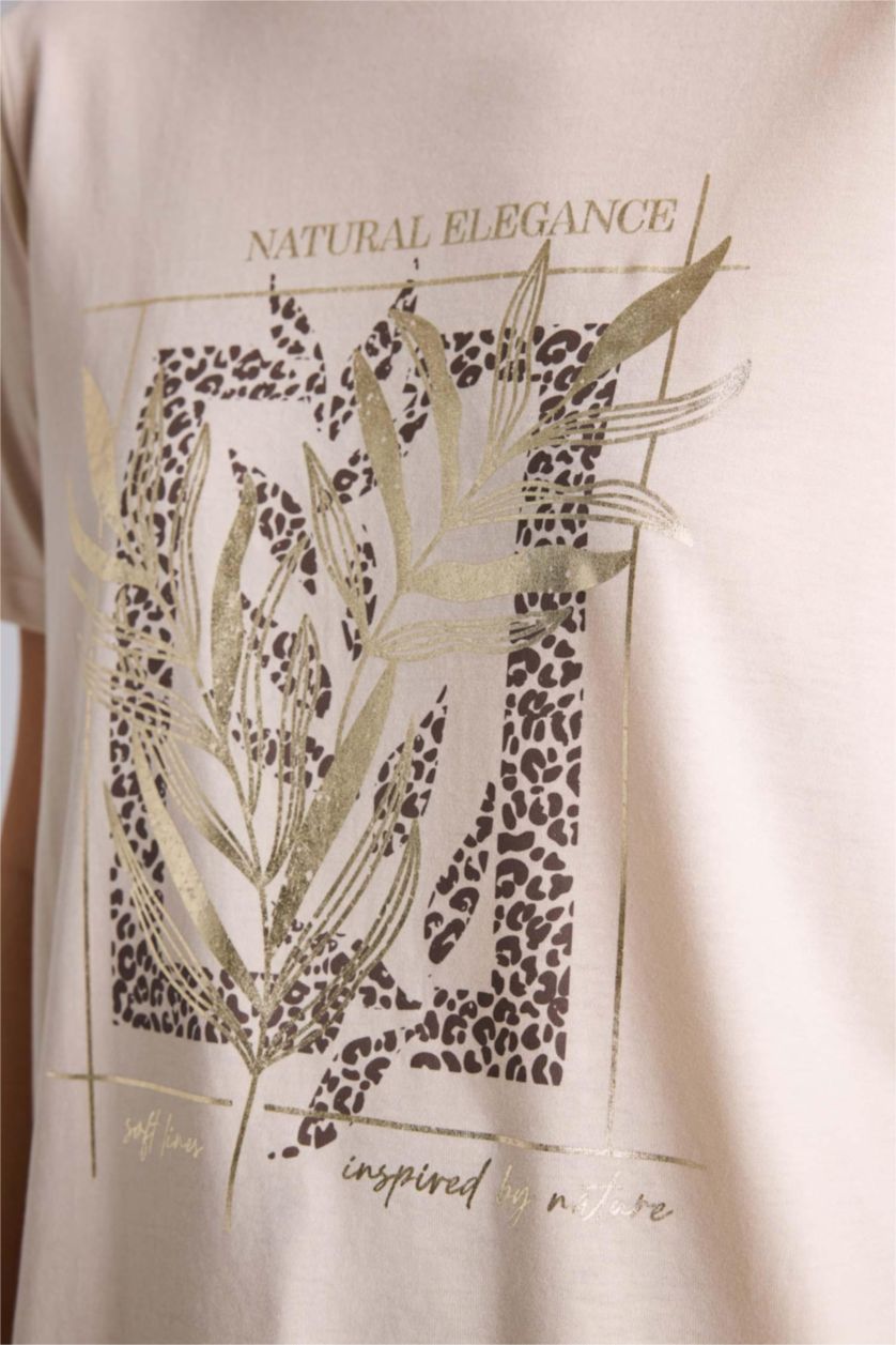 Woman Stone Printed Short Sleeve T-Shirt